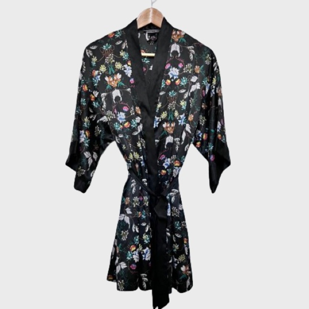 Victoria’s Secret Satin Floral Robe Black XS